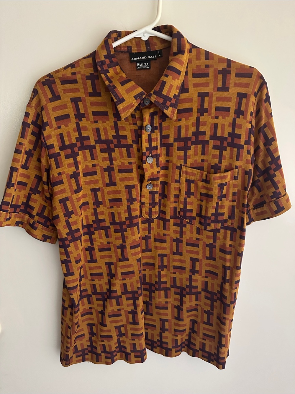 Men's Mustard Geometric Polo